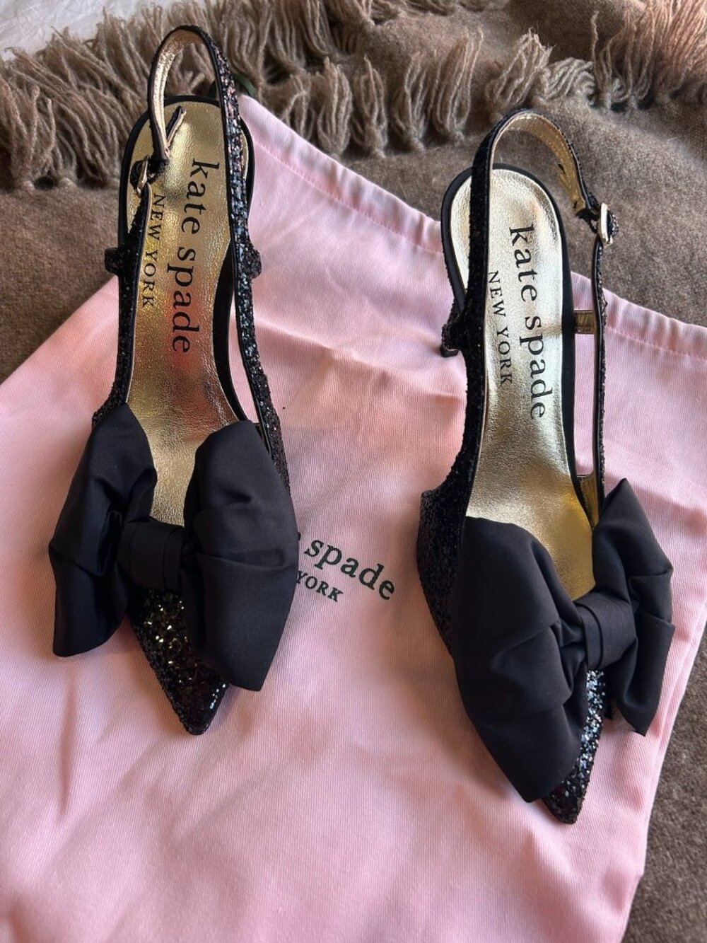 KATE SPADE NEW YORK SLING BACK GLITTER HEELS
